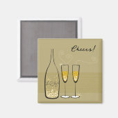 Gold Champagne Bubely Cheers Celebration Stylish Magneet (Voorkant / Achterkant)
