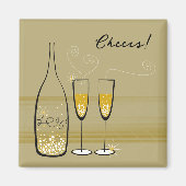 Gold Champagne Bubely Cheers Celebration Stylish Magneet (Voorkant)