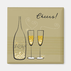 Gold Champagne Bubely Cheers Celebration Stylish Magneet
