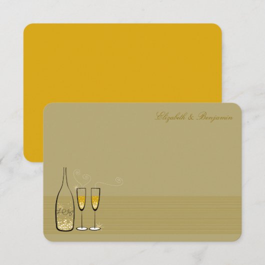 Gold Champagne Bubely Cheers Stylish Chic Wedding Bedankkaart (Voorkant / Achterkant)