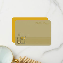 Gold Champagne Bubely Cheers Stylish Chic Wedding Bedankkaart