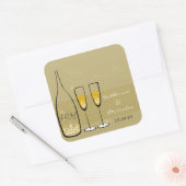 Gold Champagne Bubely Cheers Stylish Wedding Party Vierkante Sticker (Envelop)