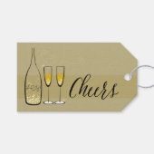 Gold Champagne Bubeveneens Cheers Kerstfeestdag Cadeaulabel (Voorkant (Horizontaal))