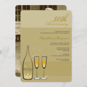 Gold Champagne Cheers 50th Wedding Jubileum Kaart (Voorkant / Achterkant)