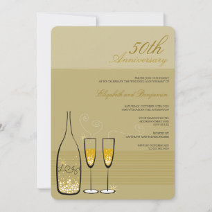 Gold Champagne Cheers 50th Wedding Jubileum Kaart