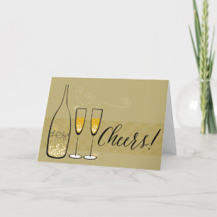 Gold Champagne Cheers Bubble Stylish Chic Nieuwjaa Feestdagen Kaart
