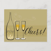 Gold Champagne Cheers Bubble Stylish Chic Nieuwjaa Feestdagenkaart (Voorkant)