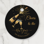  Gold Champagne Cheers New Year Bedankjes Labels (Voorkant)