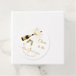 Gold Champagne Cheers New Year Bedankjes Labels