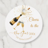  Gold Champagne Cheers New Year Bedankjes Labels (Voorkant)