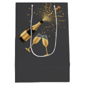  Gold Champagne Cheers New Year Medium Cadeauzakje (Achterkant)