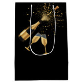  Gold Champagne Cheers New Year Medium Cadeauzakje (Achterkant)