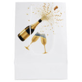  Gold Champagne Cheers New Year Medium Cadeauzakje (Achterkant)