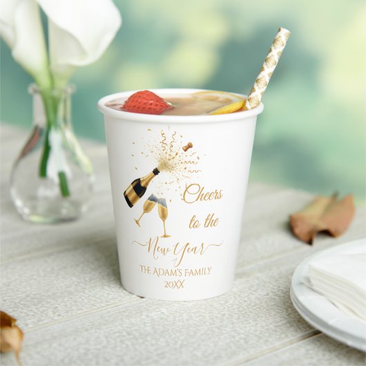  Gold Champagne Cheers New Year Papieren Bekers (Insitu)