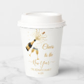  Gold Champagne Cheers New Year Papieren Bekers (Voorkant)