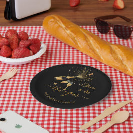 Gold Champagne Cheers New Year Papieren Bordje