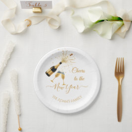 Gold Champagne Cheers New Year Papieren Bordje