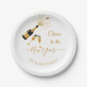 Gold Champagne Cheers New Year Papieren Bordje (Voorkant)