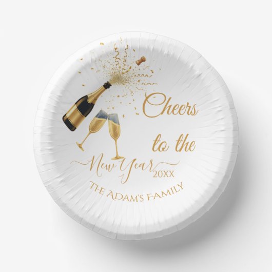  Gold Champagne Cheers New Year Papieren Kommen (Voorkant)