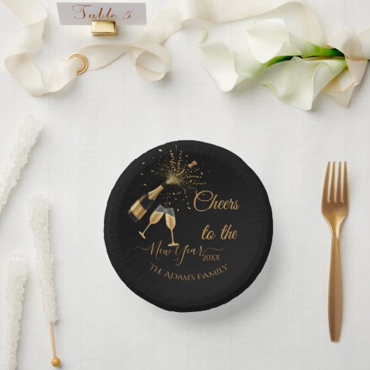 Gold Champagne Cheers New Year Papieren Kommen (Huwelijk)