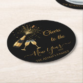  Gold Champagne Cheers New Year Ronde Kartonnen Onderzetter (Gebogen)