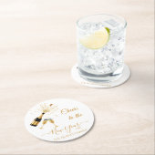  Gold Champagne Cheers New Year Ronde Kartonnen Onderzetter (Insitu)