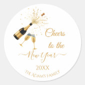  Gold Champagne Cheers New Year Ronde Sticker (Voorkant)