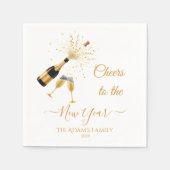  Gold Champagne Cheers New Year Servet (Voorkant)