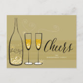 Gold Champagne Cheers Pop Fizz Clink Stylish Chic Feestdagenkaart (Voorkant)