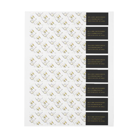 Gold Champagne Cheers Stylish New Year Adres (Vel)