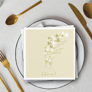 Gold Champagne Cheers Verloving Wedding Party Servetten