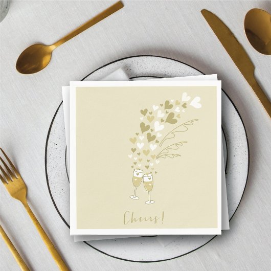 Gold Champagne Cheers Verloving Wedding Party Servetten