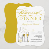 Gold Champagne Chic Wedding Rehearsal Dinner Party Kaart (Voorkant / Achterkant)