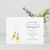 Gold Champagne Engagement Party Kaart (Staand voorkant)
