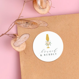 Gold Champagne Floral Bridal Brunch & Bubble Ronde Sticker