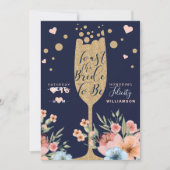 Gold Champagne | Florals en Stripe Vrijgezellenfee Kaart (Voorkant)