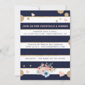 Gold Champagne | Florals en Stripe Vrijgezellenfee Kaart (Achterkant)