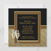 Gold Champagne Foto 50th Jubileum Party Kaart (Achterkant)