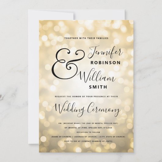 Gold Champagne Glam Elegant Wedding Kaart (Voorkant)