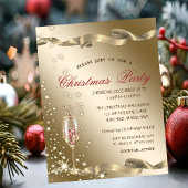 Gold Champagne Glass Corporate Kerstparty Kaart