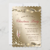 Gold Champagne Glass Corporate Kerstparty Kaart (Voorkant)