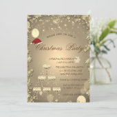 Gold Champagne Glass Tree Stars kerst Company Kaart (Staand voorkant)