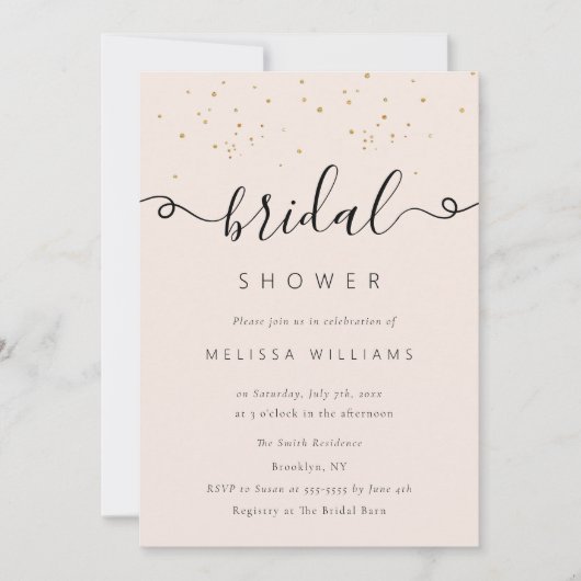 Gold Champagne Glitter Bridal Shower Kaart (Voorkant)