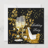 Gold Champagne Glitter High Heels Birthday Kaart (Voorkant)