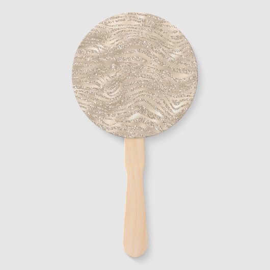 Gold Champagne Glitter Zebra Print glam Handwaaier (Achterkant)