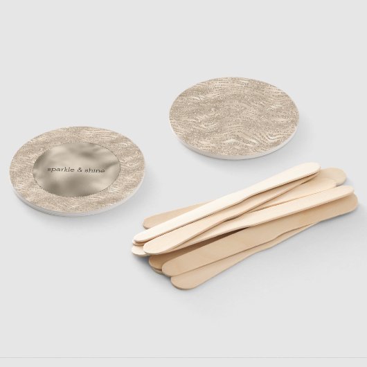 Gold Champagne Glitter Zebra Print glam Handwaaier (Niet-gemonteerd)