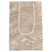 Gold Champagne Glitter Zebra Print glam Medium Cadeauzakje (Achterkant)