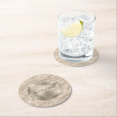 Gold Champagne Glitter Zebra Print glam Ronde Kartonnen Onderzetter (Insitu)