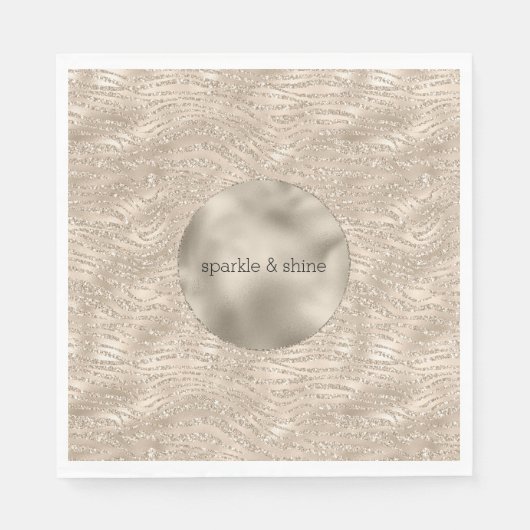 Gold Champagne Glitter Zebra Print glam Servet (Voorkant)