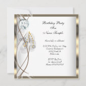 Gold Champagne High Heels Elegant Silver Birthday Kaart (Achterkant)